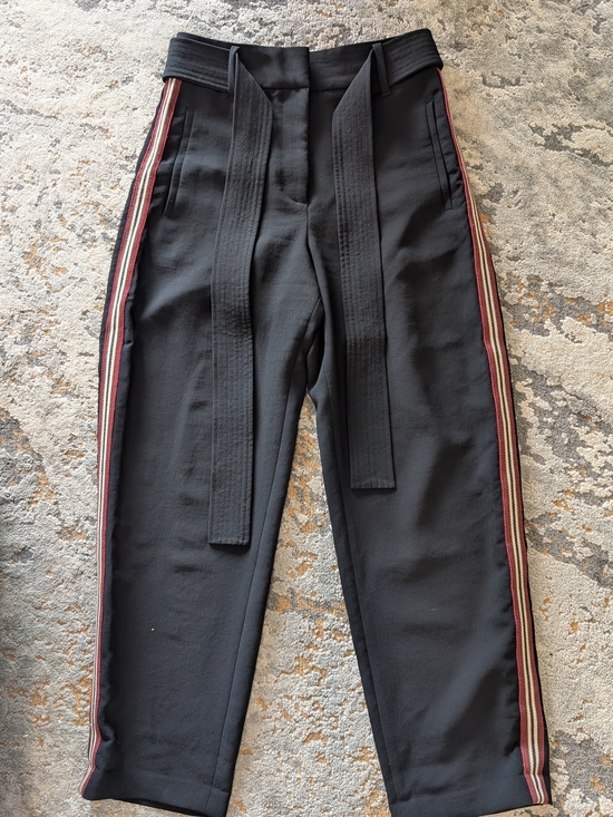 Wilfred Pants - Wilfred Effortless Tie Pant with Burgundy & Cream Side Stripes